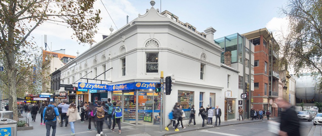 A group of Swanston St corner shops set a new record after being sold to Asian investors
