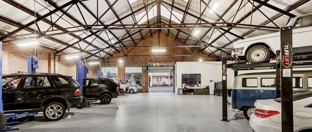 The interior of the former tram car shed in North Melbourne.
