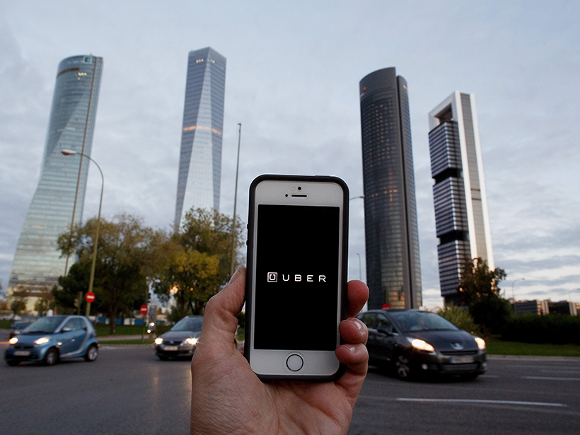 Ride-sharing app Uber is set to introduce airborne transport within the next decade. Picture: Getty.
