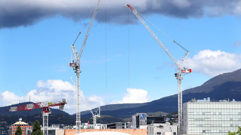 The Hobart skyline currently features many cranes. Picture: Nikki Davis-Jones.
