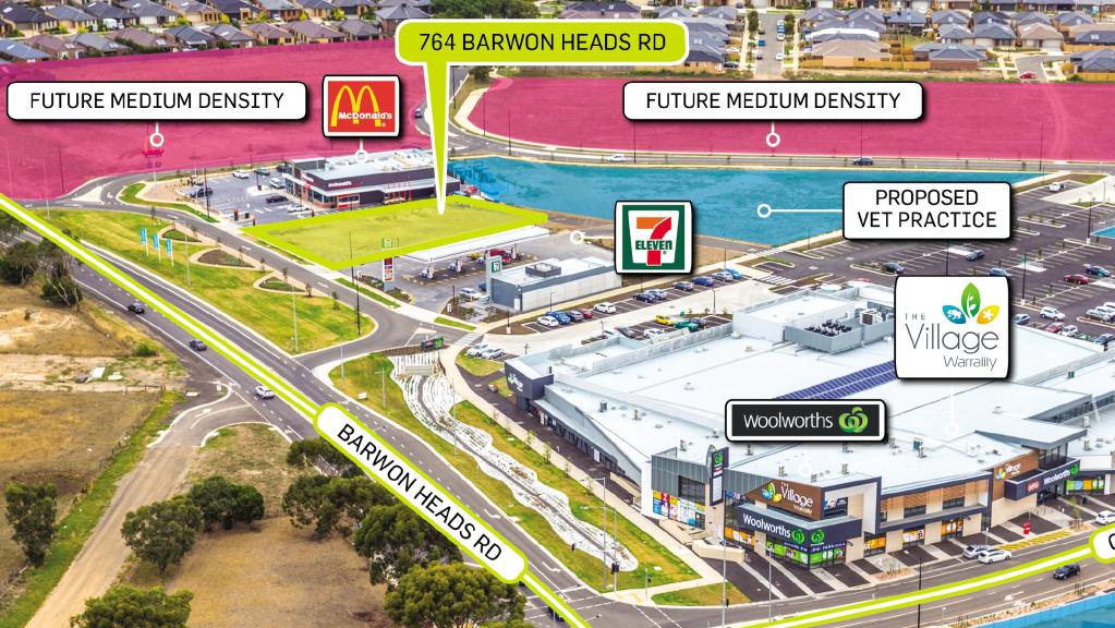 The commercial site between McDonalds and 7-Eleven is being offered for sale.
