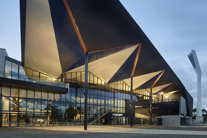 Populous’ work on the Charles Brownlow Stand at GMHBA Stadium has been nominated for the Victoran Architecture Awards. Picture: Scott Burrows
