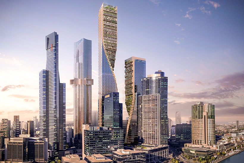 The “Green Spine” buildings will be Australia’s tallest once completed.
