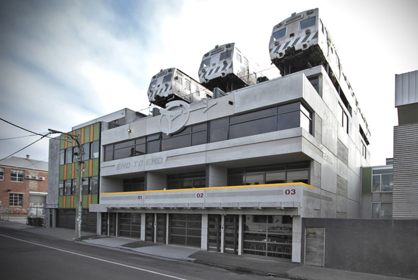 Collingwood restaurant Easeys features three trains, five storeys above the ground.
