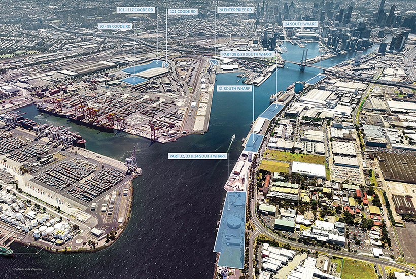 The eight properties sit within the Port of Melbourne precinct.
