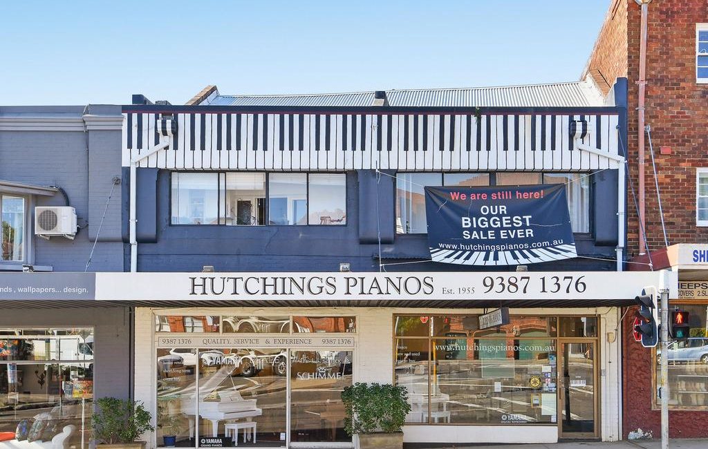 The Hutchings Piano shop in two properties at 5 and 7 Edgecliff Rd, Woollahra, are listed with a price guide of $2.2 million each.
