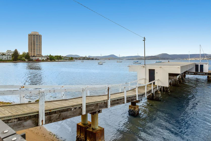 The jetty is for sale on Hobart’s Sandy Bay.
