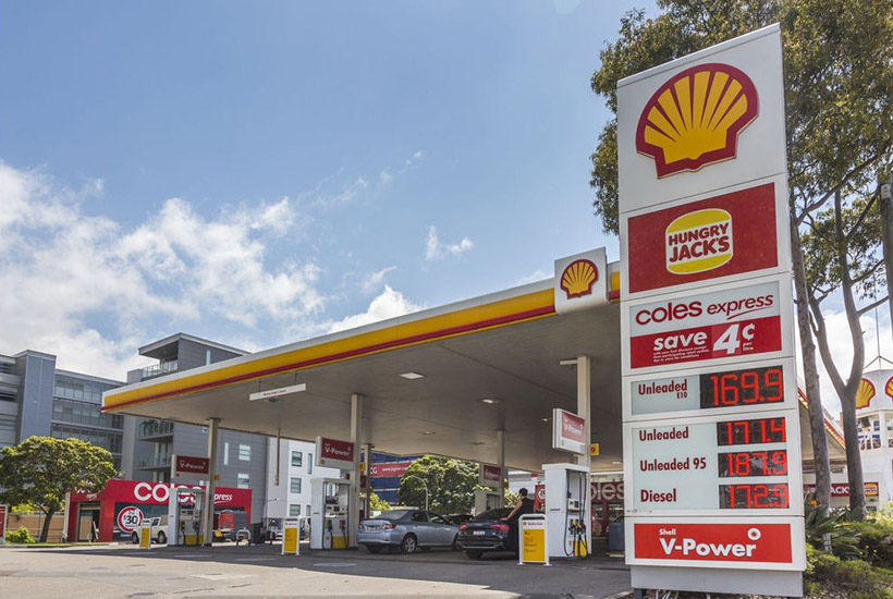 The Shell-branded service station at Waterloo in inner-city Sydney.
