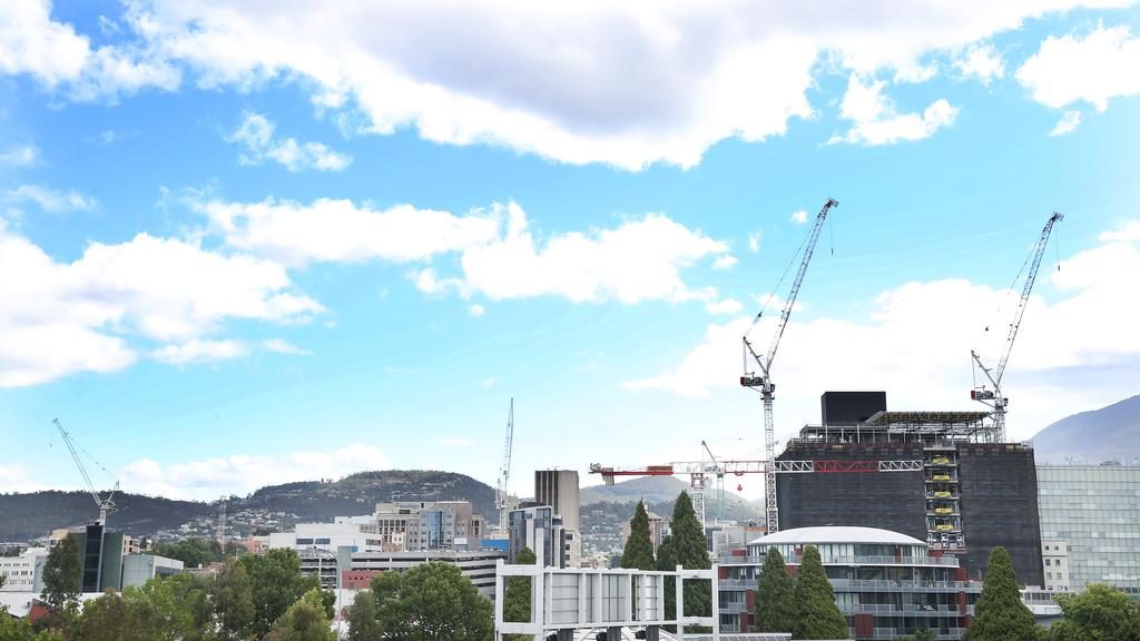 Cranes adorn the Hobart skyline. Picture: NIKKI DAVIS-JONES
