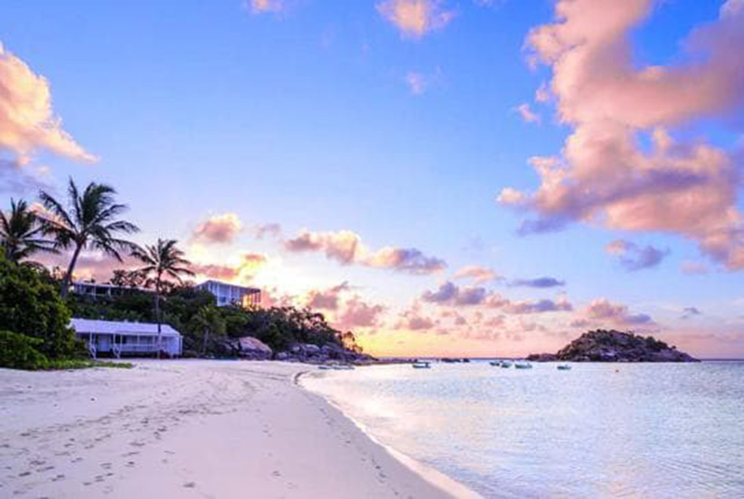 The beach and resort at Lizard Island.
