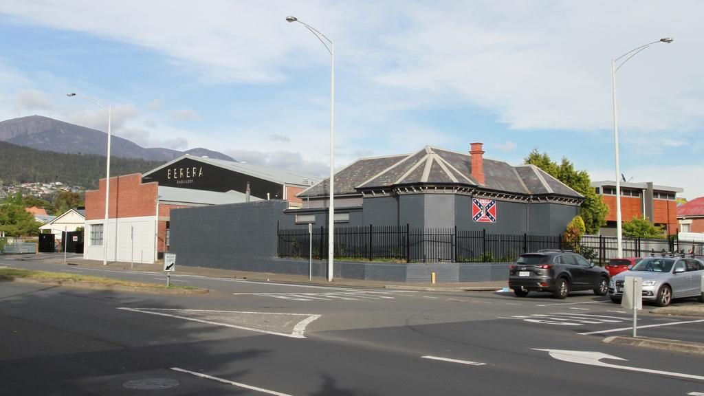 The current look of 1 Burnett Street, North Hobart, the former clubhouse of the Rebels bikie gang. SUPPLIED
