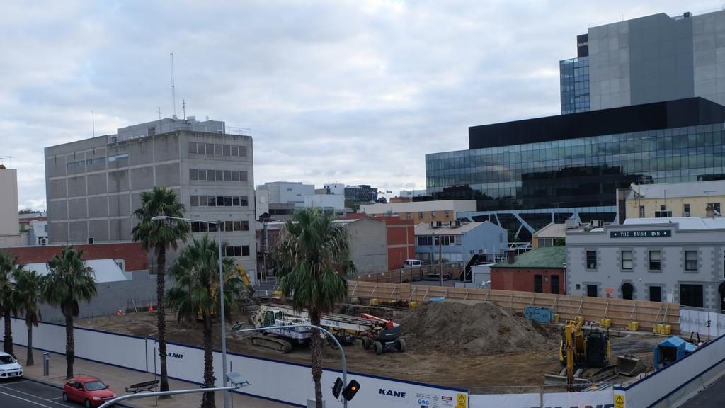 A webcam photo of the GMHBA building worksite in central Geelong. Picture: Quintessential Equity
