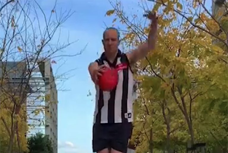 Former AFL player turns back the clock in office promo video