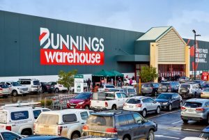 View of the car park and entrance of an Adelaide Bunnings.