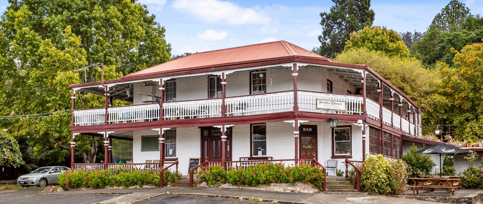 The 1840s-built Franklin Tavern is one of the few remaining taverns of its type in Tasmania. Picture: realcommercial.com.au/for-sale
