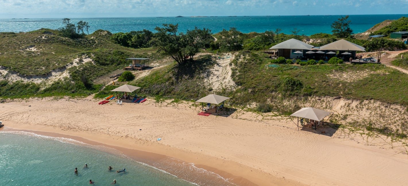 Surrounded by pristine water and beaches, the Banubanu Beach Retreat is up for sale. Picture: realcommercial.com.au/for-sale
