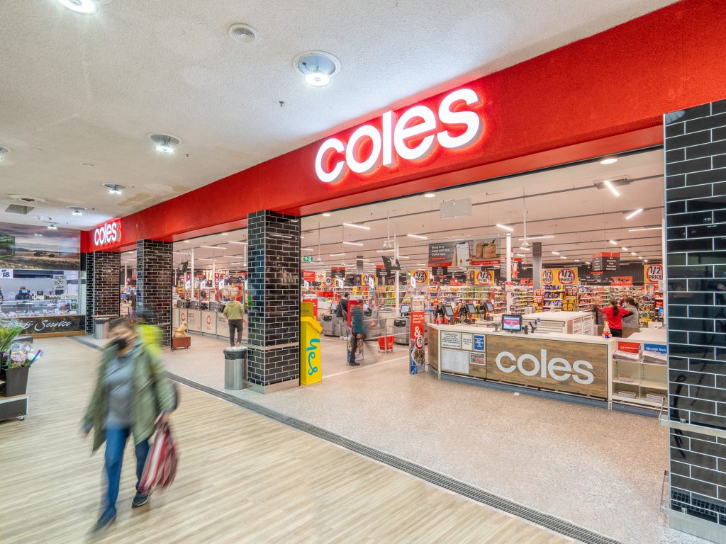 Inside entrance to the Coles supermarket in Vermont South.