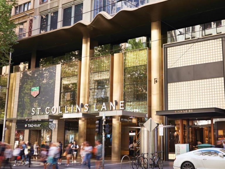 High end fashion precinct St. Collins Lane in Melbourne s CBD hits