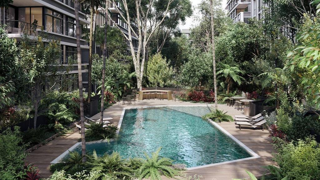 A view of the communal pool area.