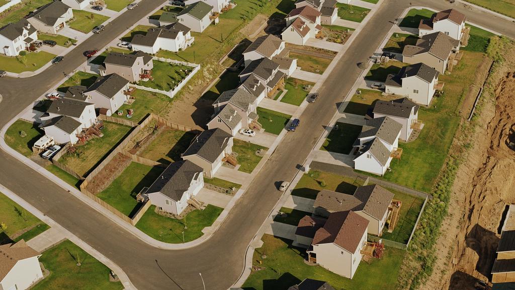 Housing development under construction. Aerial view. Suburbs. Generic image.
