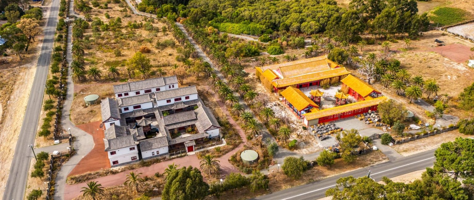 Two sprawling Chinese-style properties said to cost $75 million to build have hit the market.
