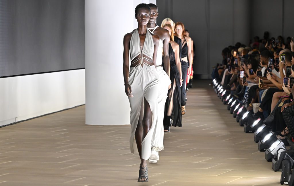 Models on the runway at the Dion Lee Spring 2024 fashion show. Picture: Rodin Banica/WWD/Getty
