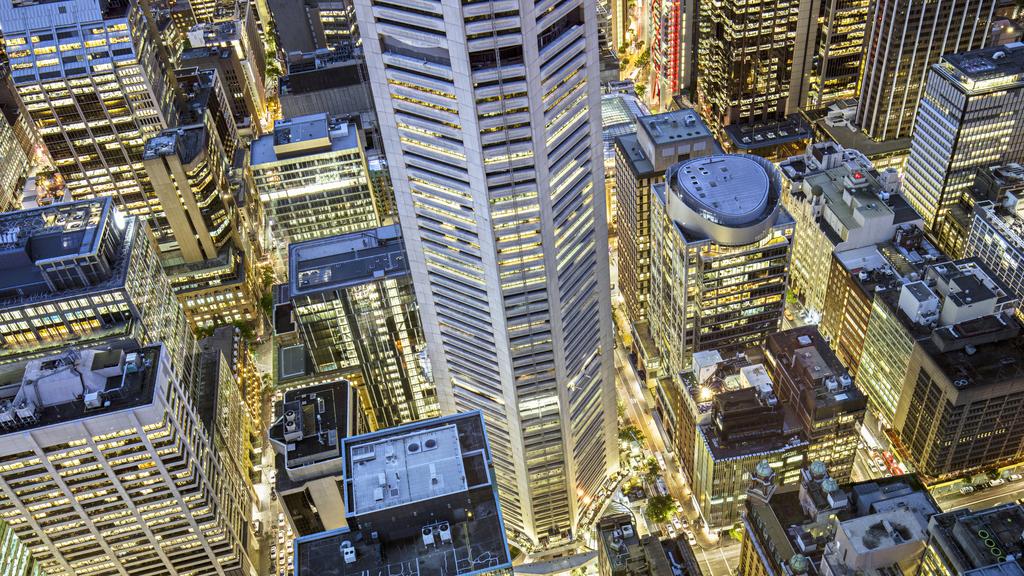 Downtown Sydney at night.