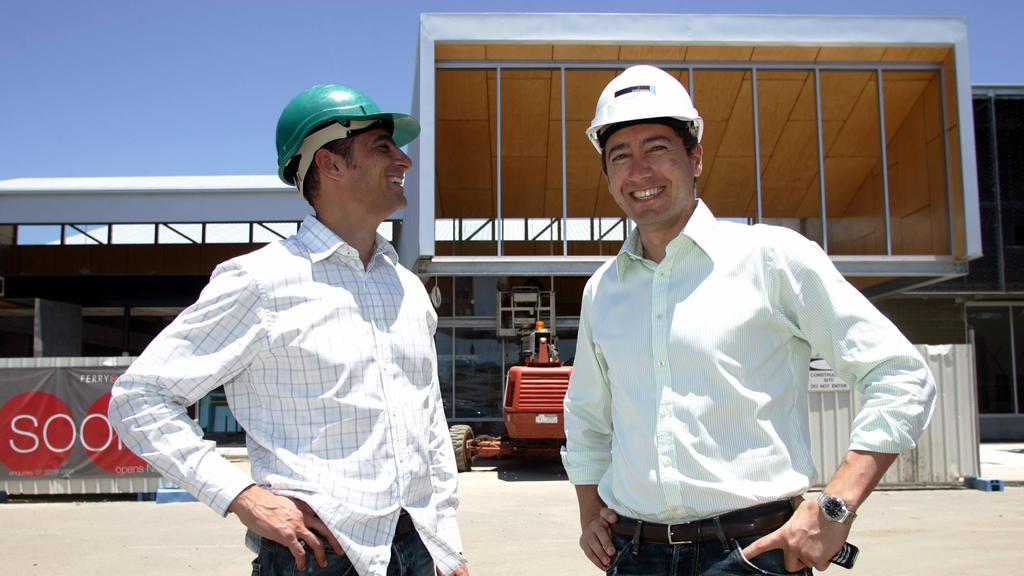 Michael Malouf and Cal Malouf on site at the Brickworks, Ferry Road, Southport, which is undergoing an $8 million makeover. Reporter: Tracey McBean