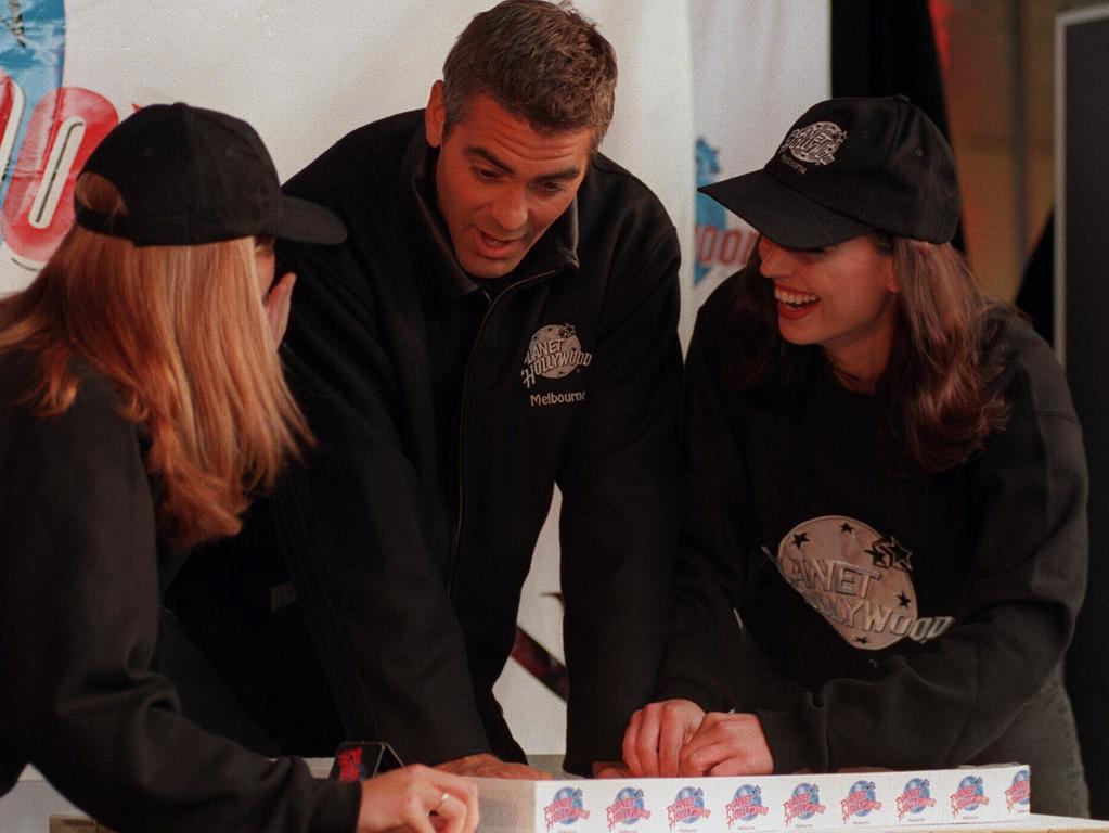 George Clooney, star of film 'Batman and Robin', at Planet Hollywood in Melbourne.